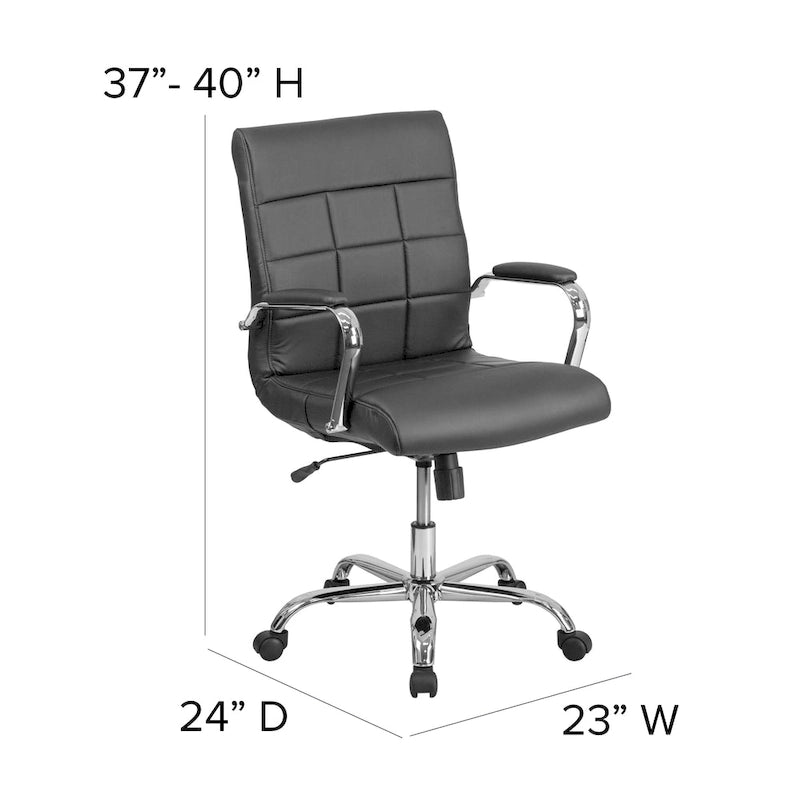 Mid-back Chrome/Vinyl Executive Swivel Office Chair