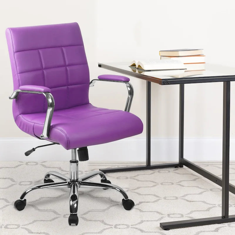 Mid-back Chrome/Vinyl Executive Swivel Office Chair