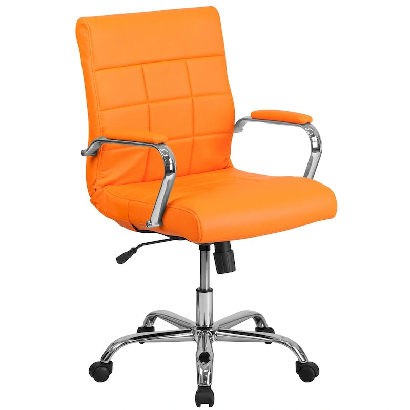Mid-back Chrome/Vinyl Executive Swivel Office Chair