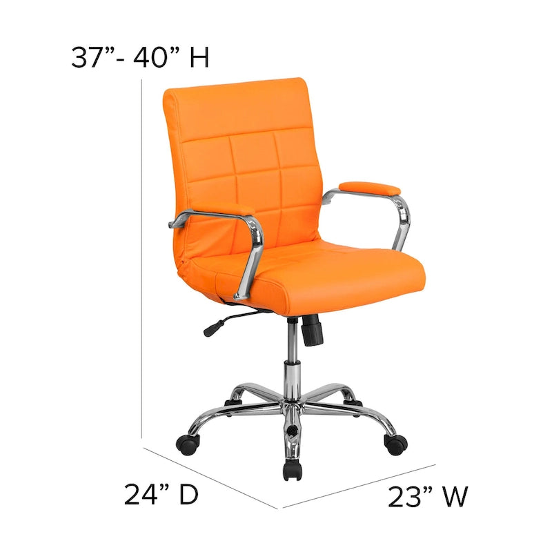 Mid-back Chrome/Vinyl Executive Swivel Office Chair