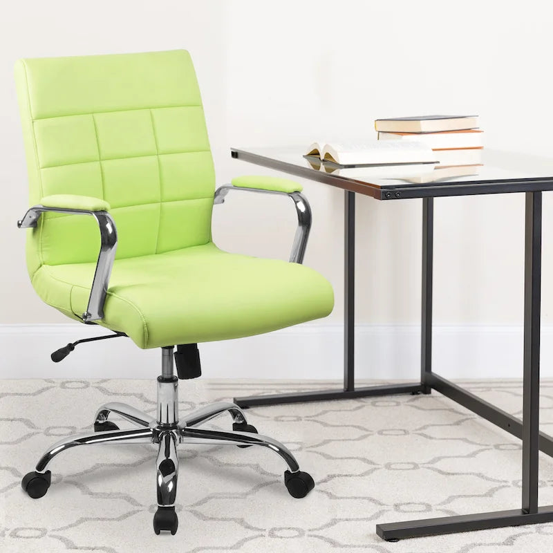 Mid-back Chrome/Vinyl Executive Swivel Office Chair