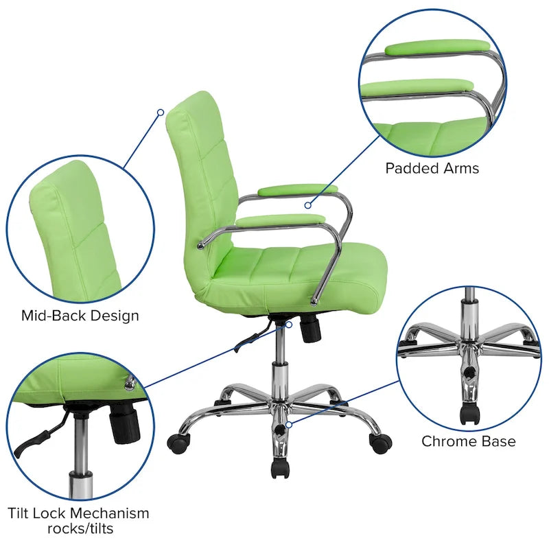 Mid-back Chrome/Vinyl Executive Swivel Office Chair