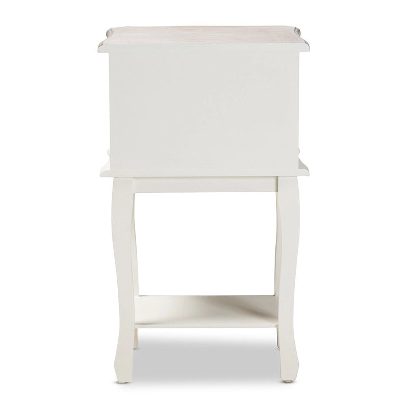 Baxton Studio Amalie Antique French Country Cottage Two-Tone White and Oak Finished 2-Drawer Wood End Table