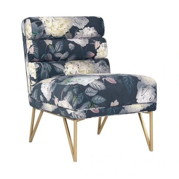 Silver Orchid Borden Floral Velvet Chair