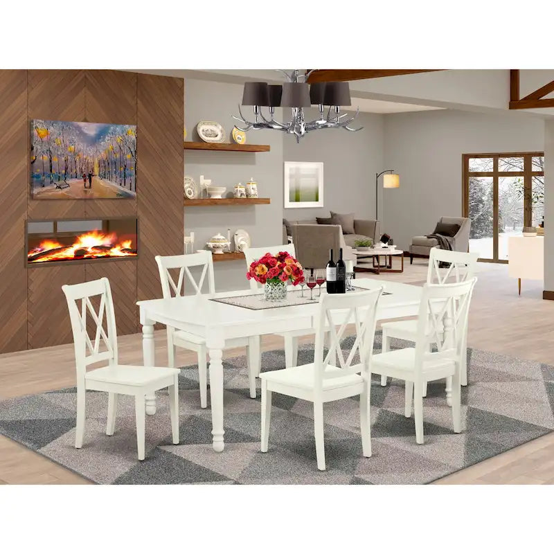 East West Furniture Dining Table Set- a Rectangle Kitchen Table and Dinette Chairs, Linen White(Pieces Option)