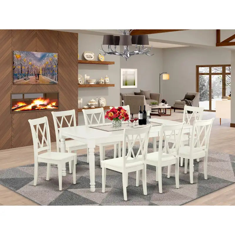 East West Furniture Dining Table Set- a Rectangle Kitchen Table and Dinette Chairs, Linen White(Pieces Option)