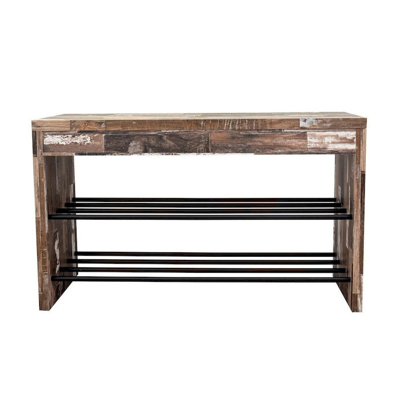 Danya B. Two-Tier Industrial Shoe Bench in Distressed Wood Finish