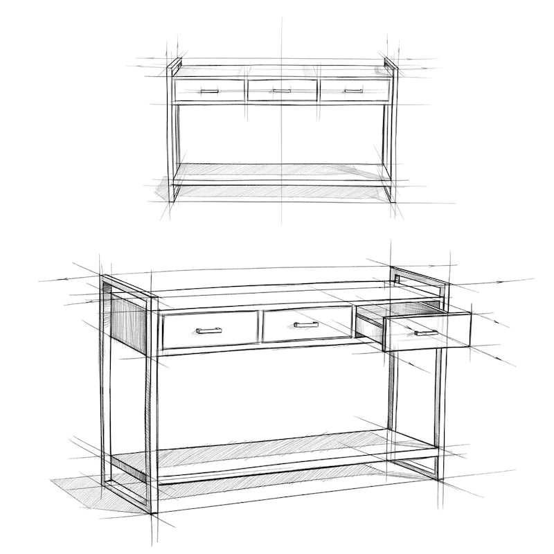 WYNDENHALL Lawson SOLID MANGO WOOD and Metal 54 inch Wide Modern Industrial Console Sofa Table in Natural - 55 W x 16 D x 32 H