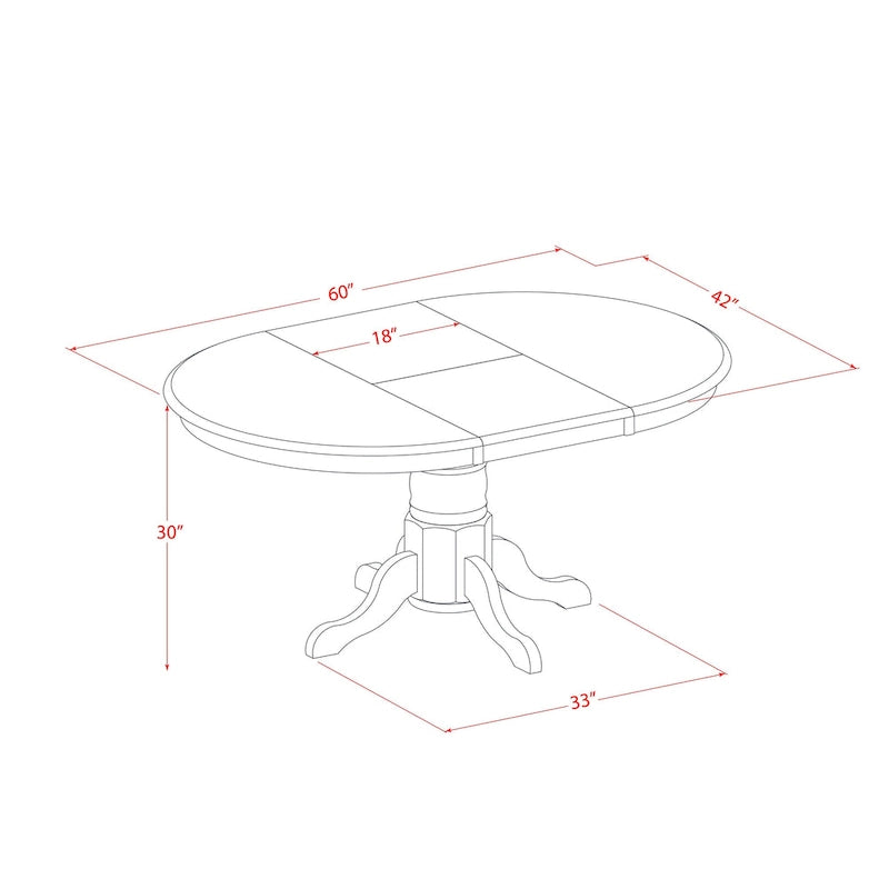 East West Furniture 5 Piece Dining Room Table Set- an Oval Kitchen Table and 4 Dining Chairs, 42x60 Inch, Oak