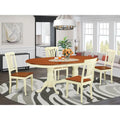 East West Furniture Dining Room Table Set Includes an Oval Table with Butterfly Leaf and 4 Dining Chairs, Buttermilk & Cherry