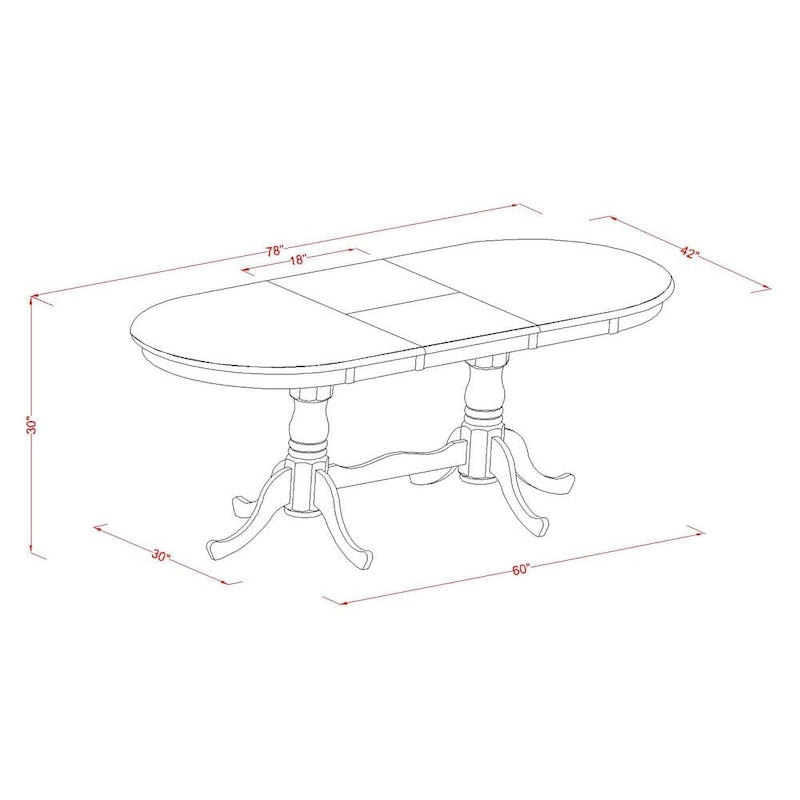 East West Furniture Dining Room Table Set Includes an Oval Table with Butterfly Leaf and 4 Dining Chairs, Buttermilk & Cherry
