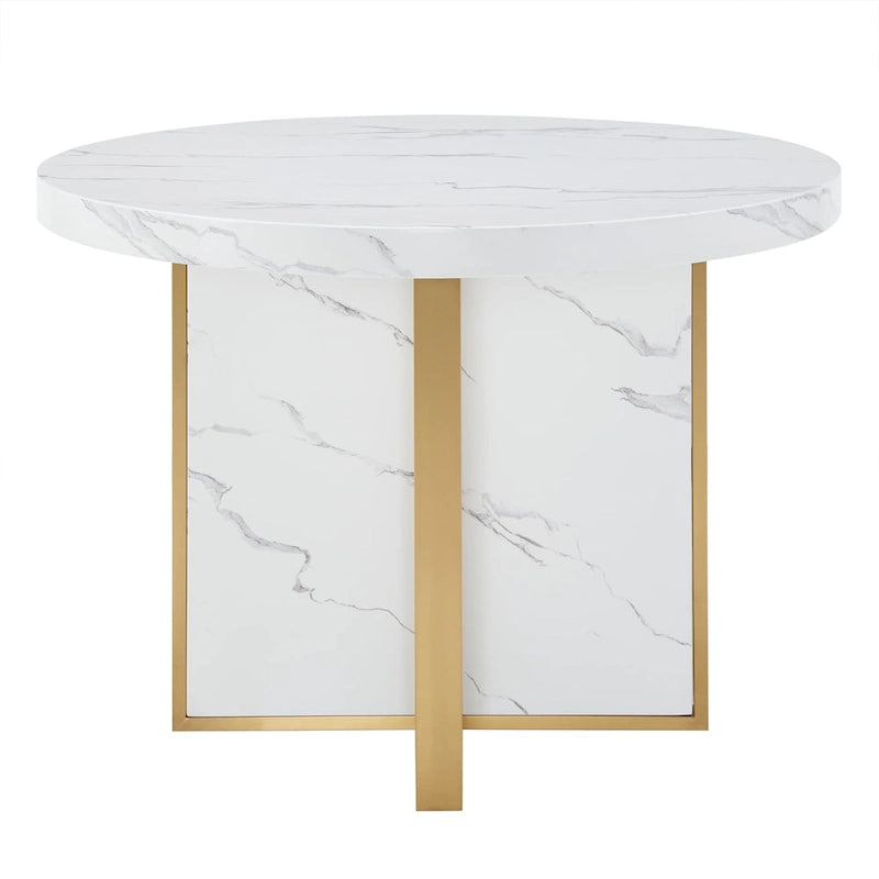 Saki 43 Wide Faux Marble Round Dining Table Set by iNSPIRE Q Modern