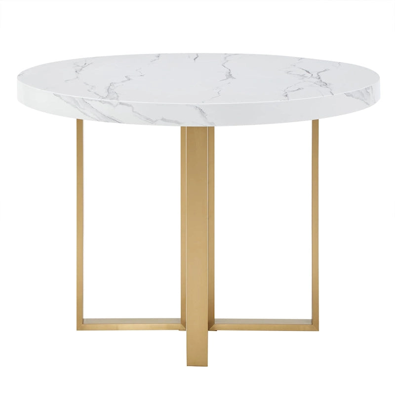 Saki 43 Wide Faux Marble Round Dining Table Set by iNSPIRE Q Modern