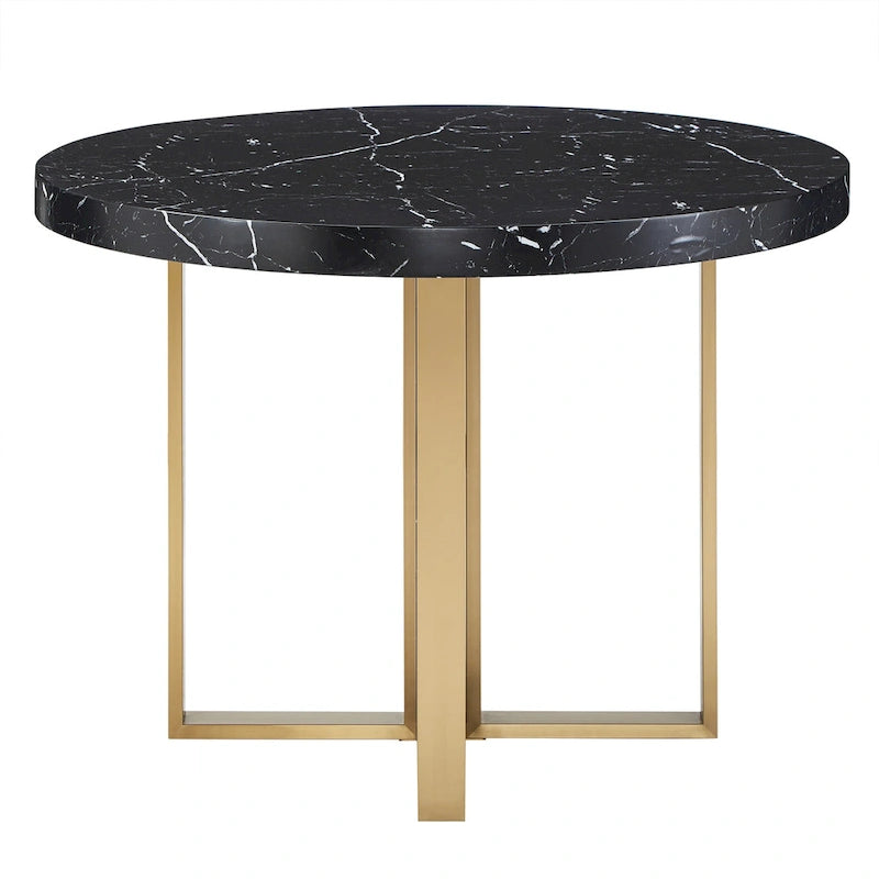 Saki 43 Wide Faux Marble Round Dining Table Set by iNSPIRE Q Modern