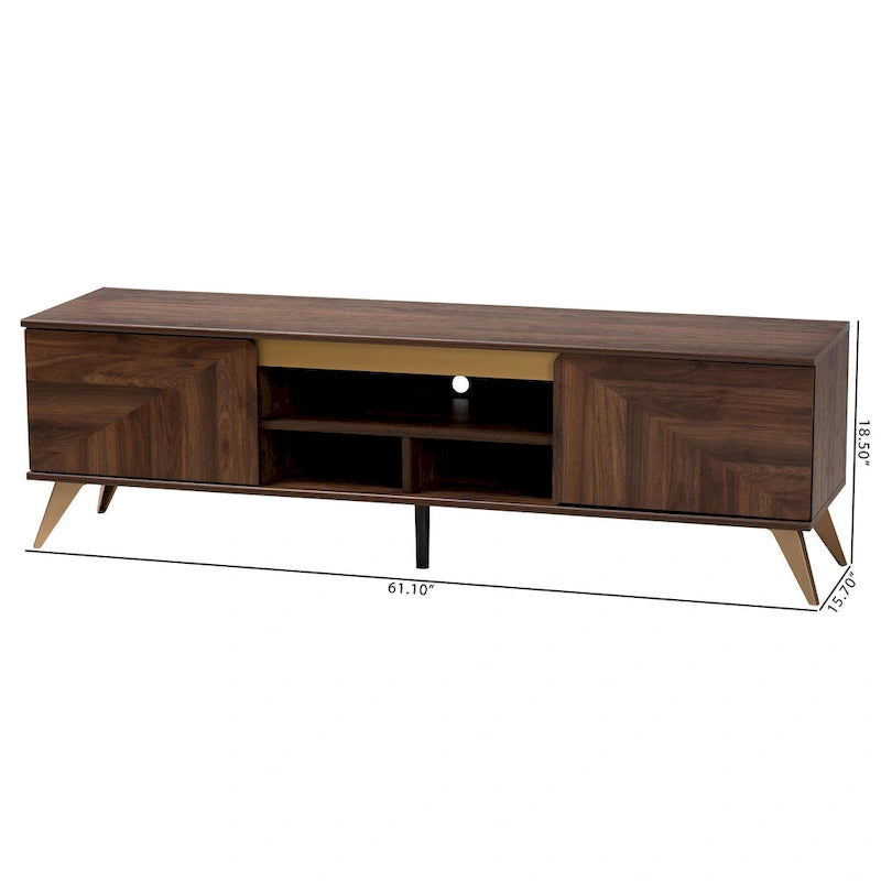 Graceland Mid-Century Modern Transitional Walnut Brown Finished Wood 2-Door TV Stand