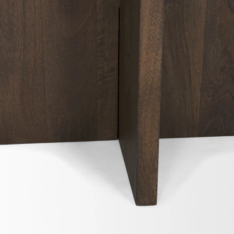 Bianca Dark Brown Wood w/ Marble Round Accent Table - 22.0L x 22.0W x 22.0H