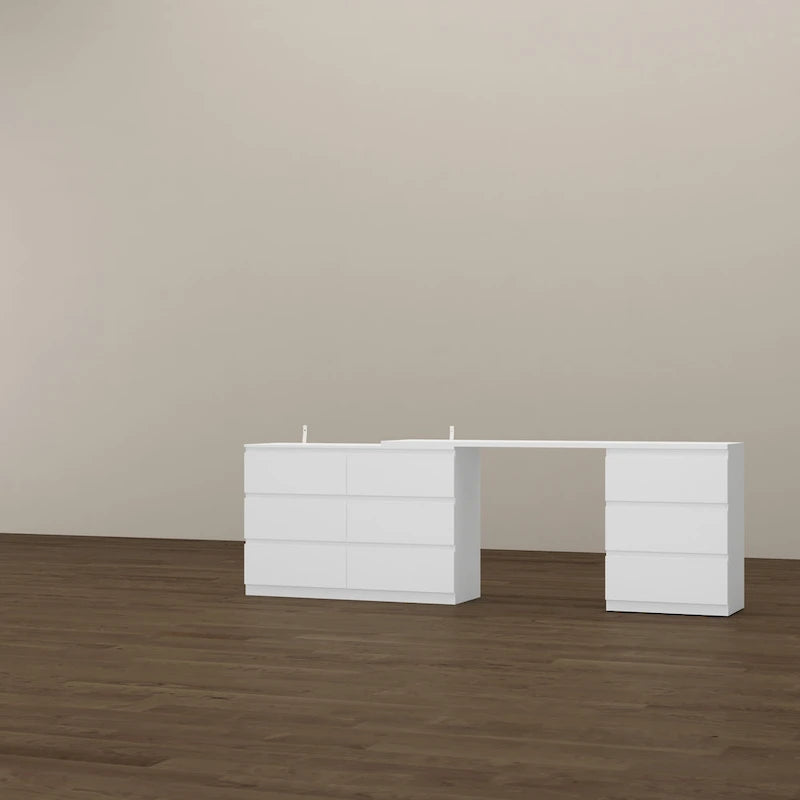 Office Desk: Expandable & Convertible with Ample Drawer Space Dresser