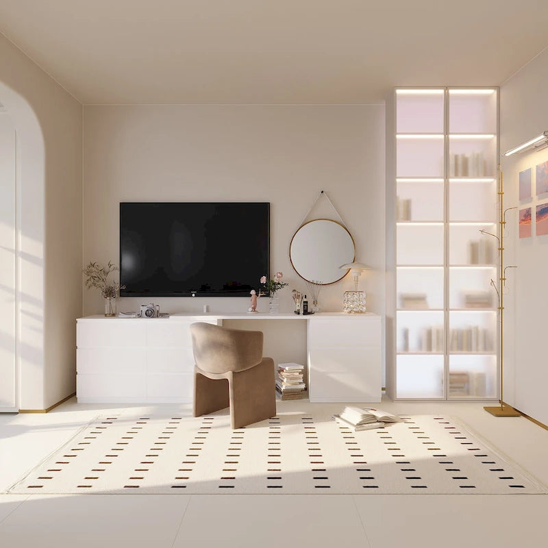 Office Desk: Expandable & Convertible with Ample Drawer Space Dresser