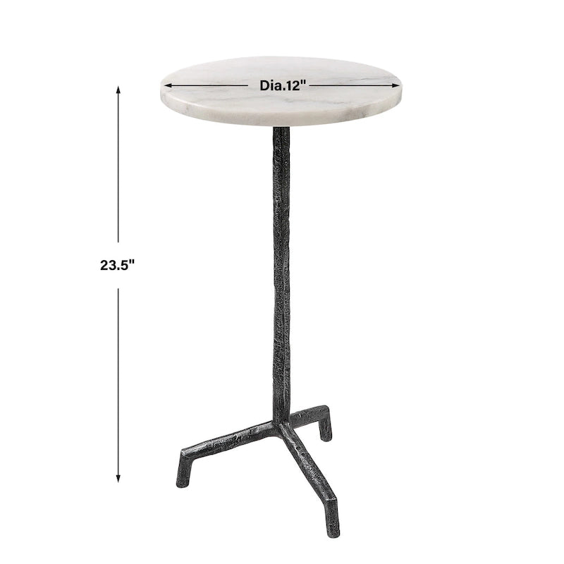 Uttermost Puritan White Marble Drink Table - 12 W X 23.5 H X 12 D (in)