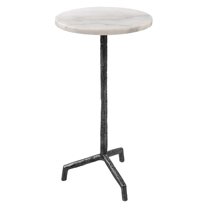 Uttermost Puritan White Marble Drink Table - 12 W X 23.5 H X 12 D (in)