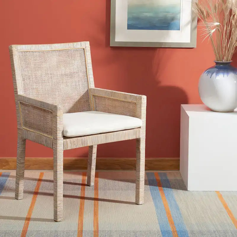 SAFAVIEH Almira Coastal Accent Chair with Cushion - 22.8 W x 22.4 L x 34.6 H - 23Wx22Dx35H