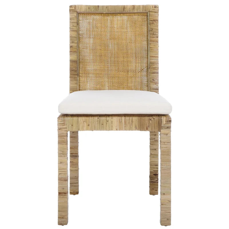 SAFAVIEH Jessye Cane Dining Room Chair with Cushion (Set of 2) - 21.7 W x 18.1 L x 38.6 H - 22W x 18D x 39H