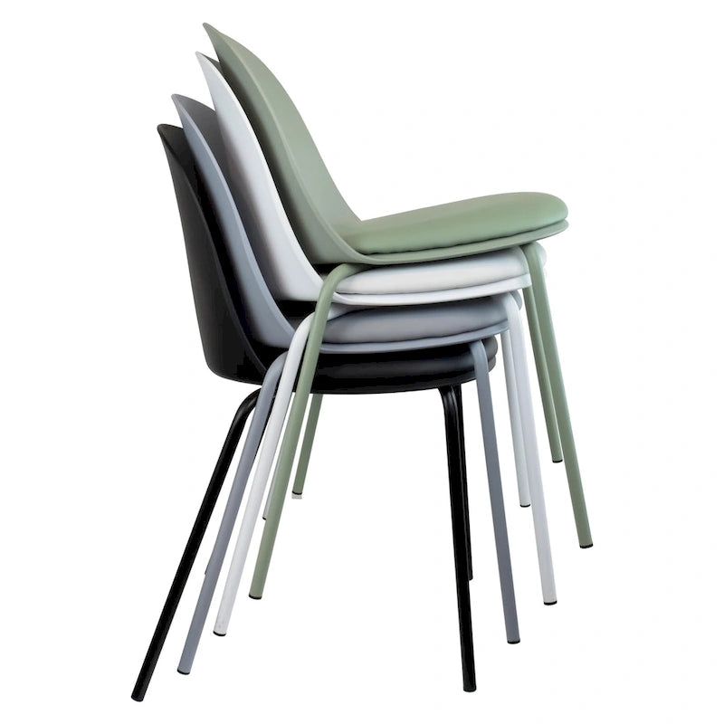 Set of 2 Plastic Eiffel Molded Shell Retro Dining Chairs Accent For Living Room Kitchen Chrome Desk Designer Office