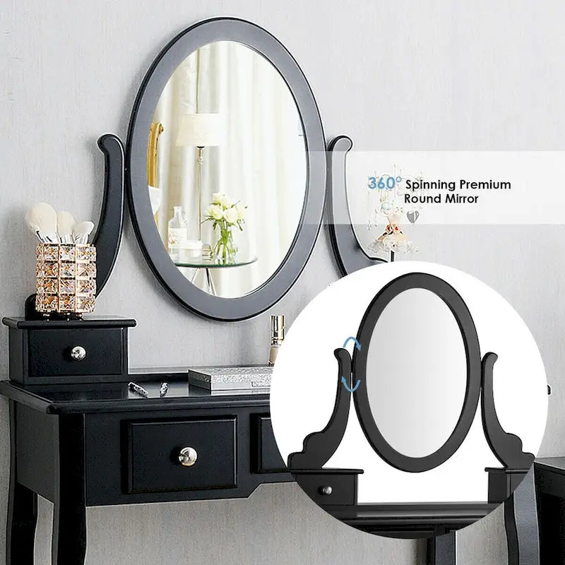 Costway Vanity Table Dressing Table 5 Make Up Table Stool