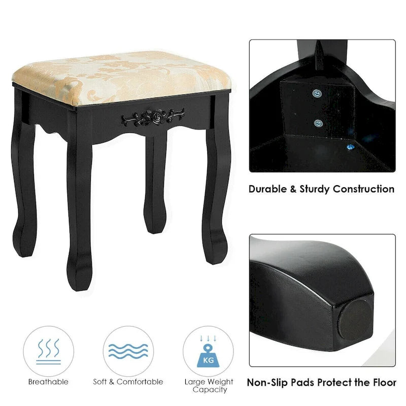 Costway Vanity Table Dressing Table 5 Make Up Table Stool