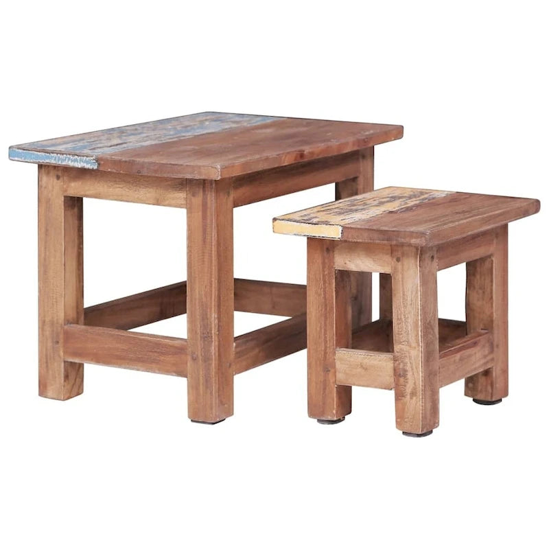 vidaXL Nesting Tables 2 pcs Solid Reclaimed Wood - 15.7 x 15.7 x 11.8