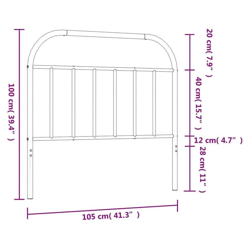 vidaXL 38.2 Inch Metal Headboard, Farmhouse Rustic Headboard Only