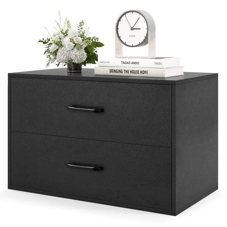 2-Drawer Stackable Horizontal Storage Cabinet Dresser Chest with Handles