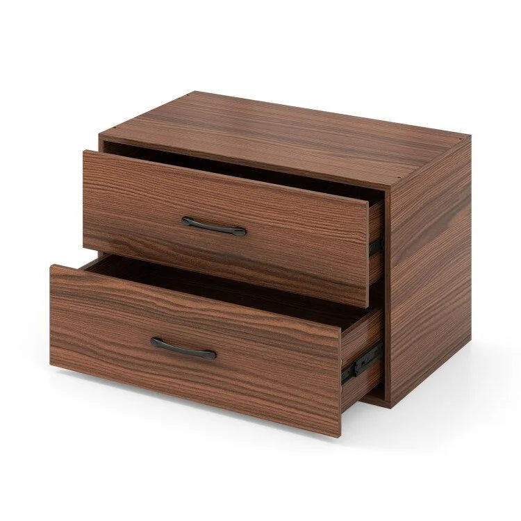 2-Drawer Stackable Horizontal Storage Cabinet Dresser Chest with Handles