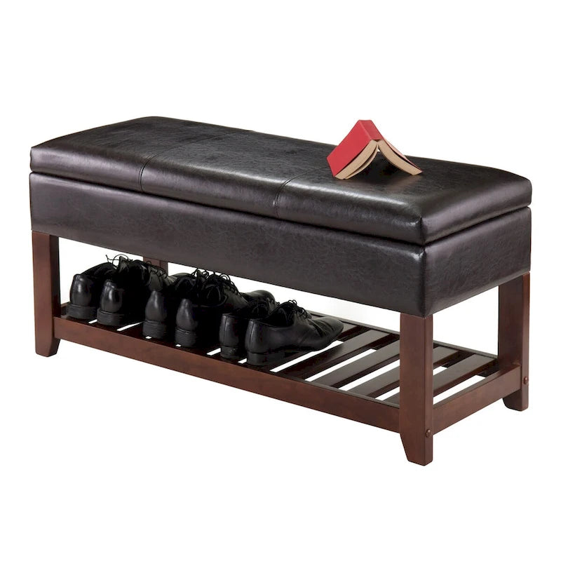 Monza Storage Chest Bench, Espresso and Walnut - 42.52W x 15.75D x 20.47