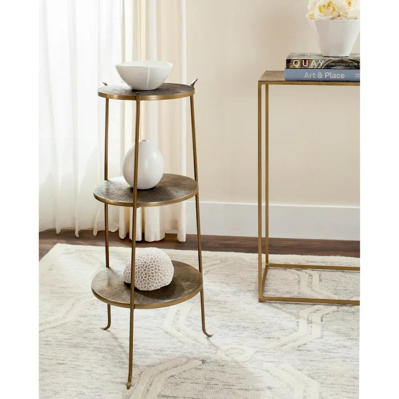 SAFAVIEH Jerrie Brass Side Table - 14 x 14 x 31.5 - 14Wx14Dx32H