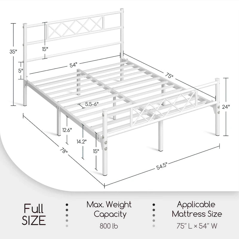 Yaheetech Metal Bed Frame Mattress Foundation with Slatted Bed Base