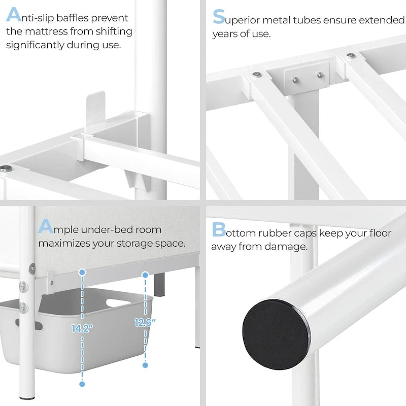 Yaheetech Metal Bed Frame Mattress Foundation with Slatted Bed Base