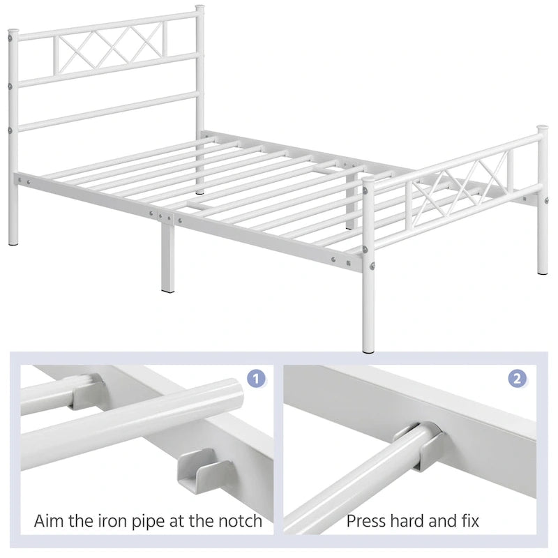 Yaheetech Metal Bed Frame Mattress Foundation with Slatted Bed Base