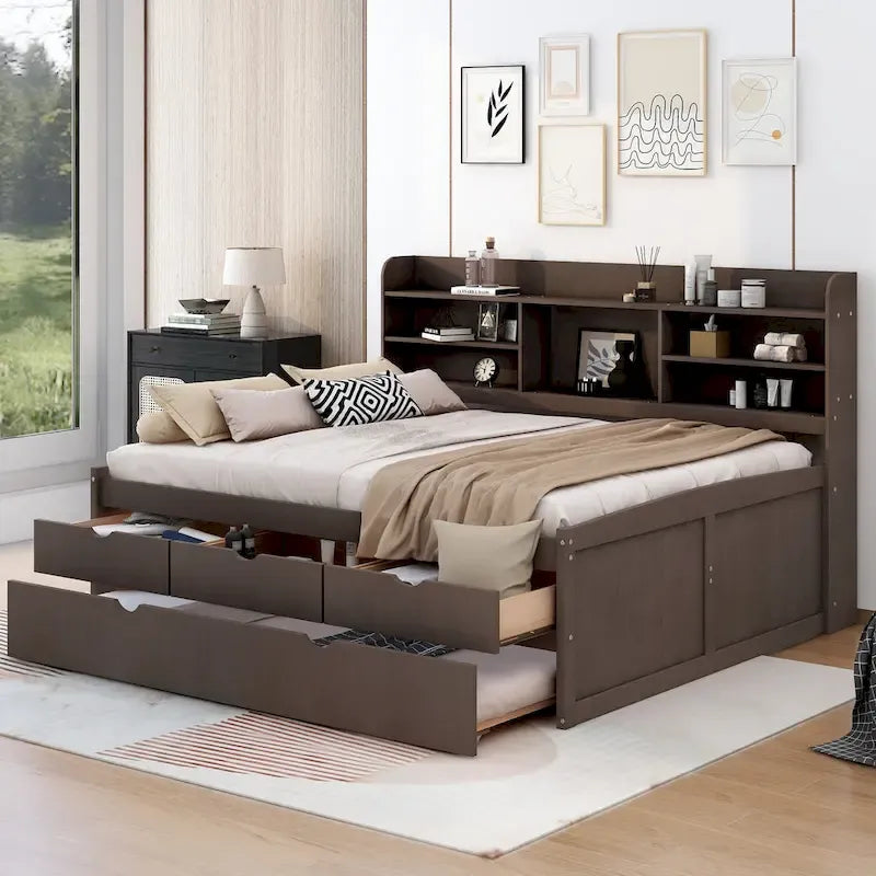 Full Size Wooden Captain Bed