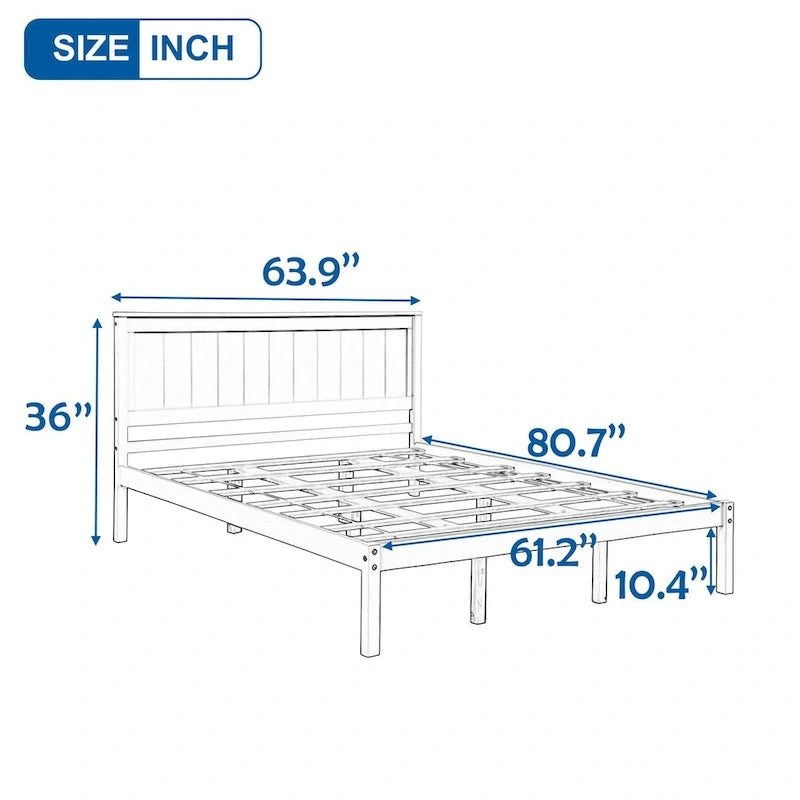 Platform Bed Frame with Headboard Wood Slat Support
