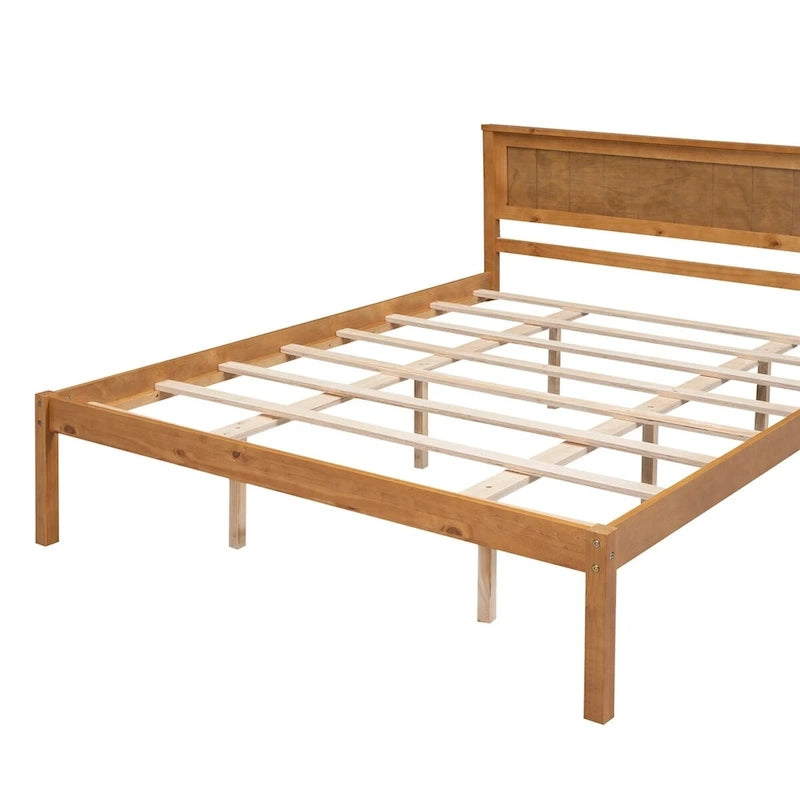 Platform Bed Frame with Headboard Wood Slat Support