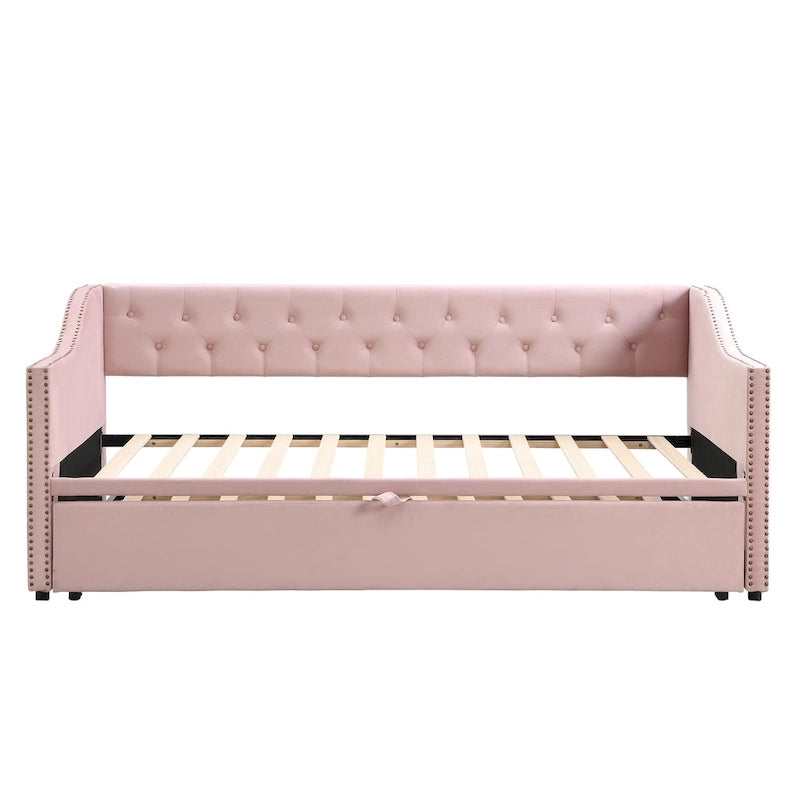 Twin Size Upholstered daybed with Pop Up Trundle
