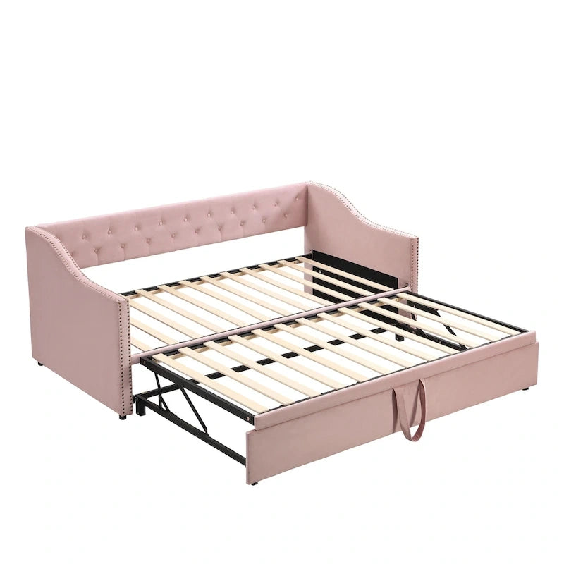 Twin Size Upholstered daybed with Pop Up Trundle