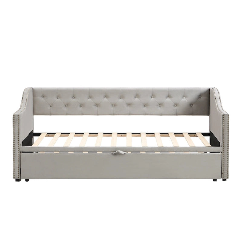Twin Size Upholstered daybed with Pop Up Trundle
