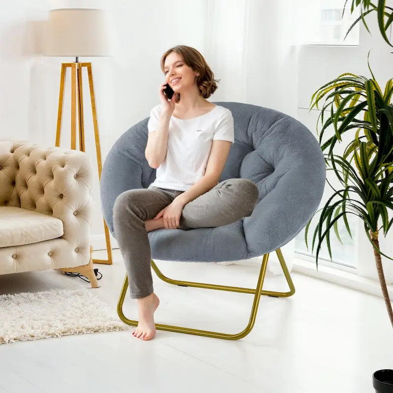 Comfy Linen Button Tufted Upholstered Accent Chair, Reading Armchair Sofa for Living Room, Bedroom