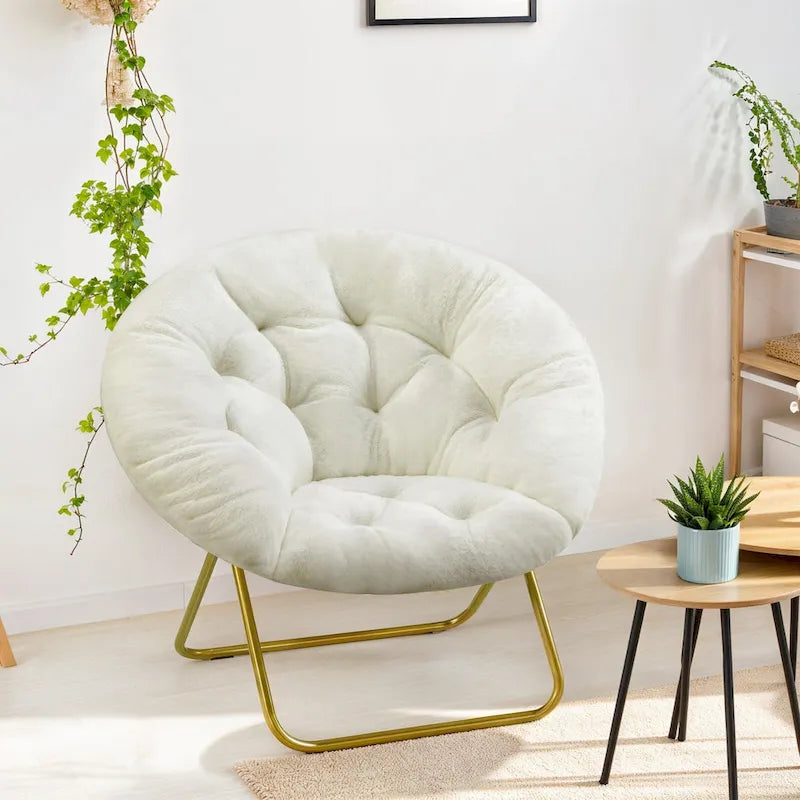 Comfy Linen Button Tufted Upholstered Accent Chair, Reading Armchair Sofa for Living Room, Bedroom