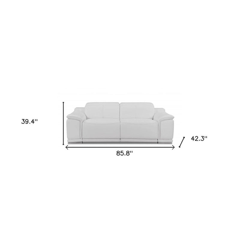 HomeRoots Two Piece Indoor White Italian Leather Five Person Seating Set