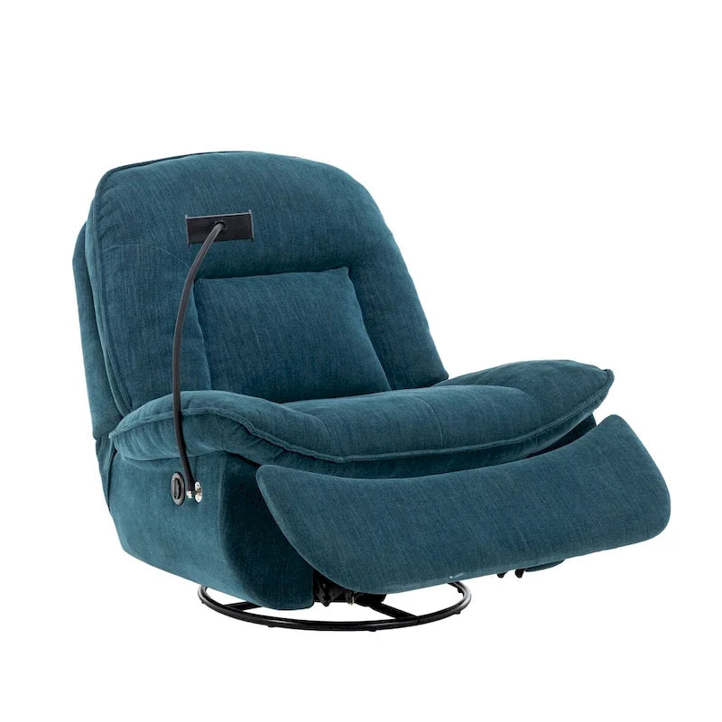 Bronzing fabric swivel recliner with mobile phone bracket