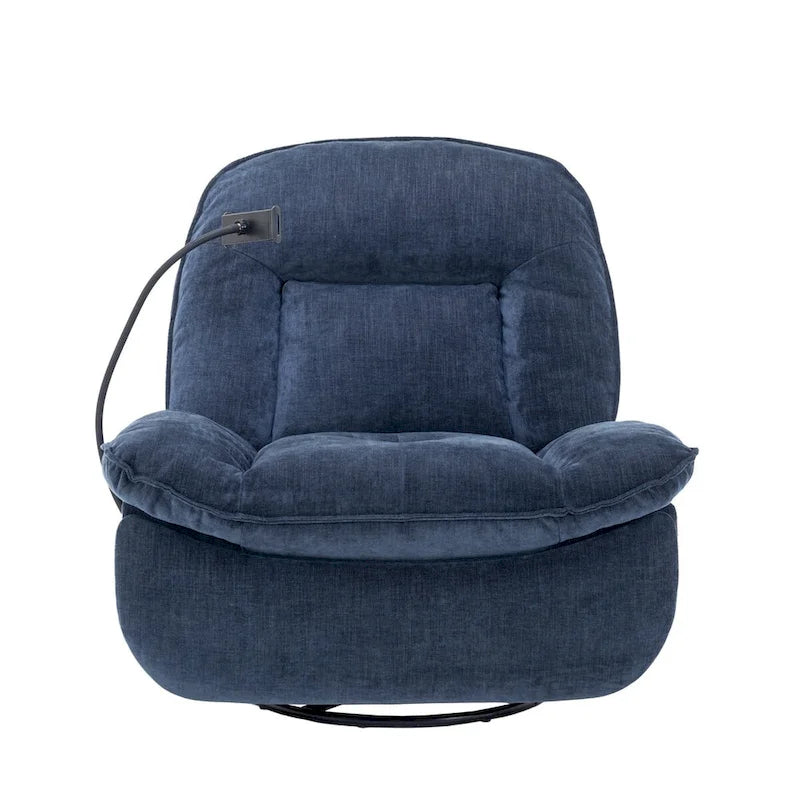 Bronzing fabric swivel recliner with mobile phone bracket