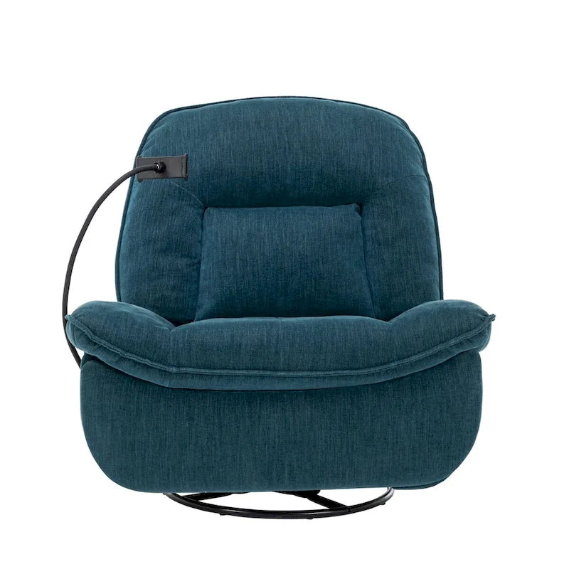 Bronzing fabric swivel recliner with mobile phone bracket